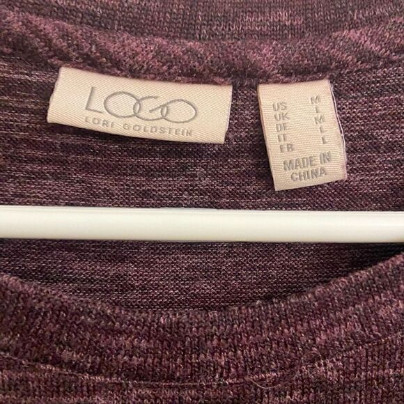 LOGO By Lori Goldstein Purple Mixed Media Shift Dress Medium - Picture 3 of 5